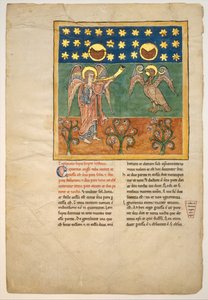 Bir Beatus El Yazmasından Yaprak: Dördüncü Melek Trompet ve Kartal Sesleri..., yakl. 1180. by Unbekannt