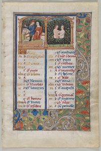 Saatler Kitabından Yaprak: Mayıs ayı için Takvim Sayfası ve Haziran ayı için Takvim Sayfası..., c. 1510. by Unbekannt