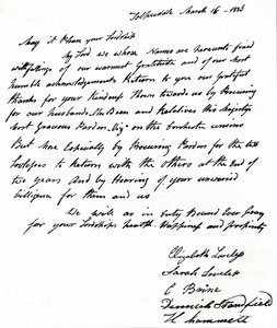 Tolpuddle Şehitlerinin eşleri tarafından İçişleri Bakanı John Russell