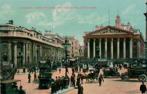 Londra, İngiltere Bankası ve Kraliyet Borsası, c1910 by Unbekannt