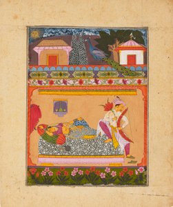 Şafakta aşıklar, müzikal modu gösteren Raga Vibhasa, c1675 by Unbekannt