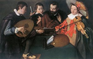 Lutes ve keman, on yedinci yüzyılın bilinmeyen İtalyan ressamı, 1948 by Unbekannt