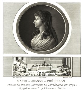Madame Roland veya Marie-Jeanne Phelippon (1754-1793), Girondist, kocası Jean-Marie Roland de la Platiere ile birlikte by Unbekannt