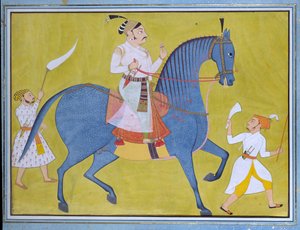 Sawar binme Maharaja Pratap Singh, yaya iki görevli ile, c1700 by Unbekannt