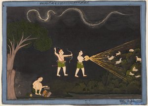 Maharana Jagat Singh bir Bhil gibi giyinmiş, geceleri geyik avlıyor, c. 1735-40. by Unbekannt