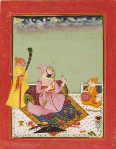oğlu ve görevlisi, c1770 ile bir terasta Maharao Ajit Singh by Unbekannt