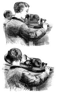 İlk Edison Fonografı ile kayıt yapmak ve dinlemek, 1878 by Unbekannt