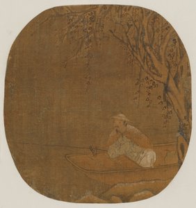 Bir ağacın altında bir tekneden balık tutan adam, Muhtemelen Ming hanedanı, 1368-1644. by Unbekannt