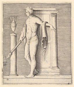 Tapınak Kapısında Meşaleli Adam, yayınlanmış ca. 1599-1622. by Unbekannt