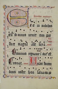 Baş Harfi E ile El Yazması Yaprağı, bir Antiphonary