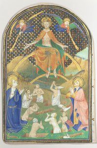 Saatler Kitabından Son Yargı ile El Yazması Yaprağı, Fransızca, yakl. 1400. by Unbekannt