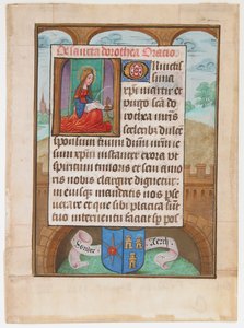 El Yazması Leaf with Saint Dorothy, Bir Saatler Kitabından, yakl. 1500. by Unbekannt