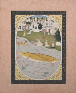 İki Balığı Betimleyen Hindu Tantrik Sahneli El Yazması Boyama, 1800-1820. by Unbekannt