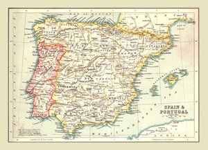 İspanya ve Portekiz haritası, 1902. by Unbekannt