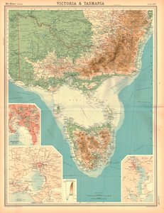 Victoria ve Tazmanya Haritası by Unbekannt