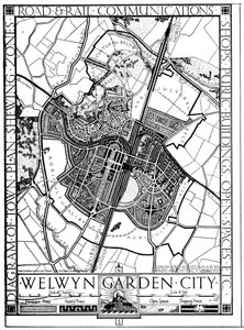 Welwyn Garden City Haritası, Hertfordshire, İngiltere, 1926 by Unbekannt