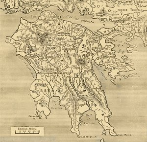 Peloponnesus Haritası, 1890. by Unbekannt