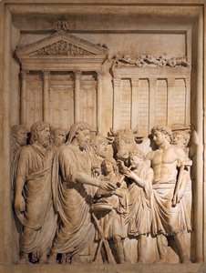 Marcus Aurelius ve İmparatorluk ailesinin üyeleri, Germen kabilelerine karşı başarı için şükranlarını sunarlar, yaklaşık 176-182 by Unbekannt
