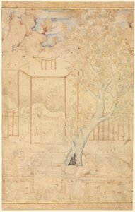 Bir Bahçe Köşkünde Usta ve Mürit, Tek Sayfa İllüstrasyon, c. 1570-1590