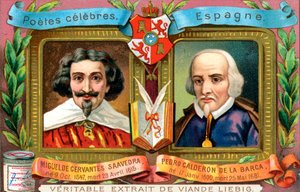 Miguel de Cervantes Saavedra ve Pedro Calderon De La Barca, c1900 by Unbekannt