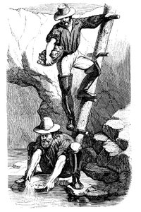 California Gold Rush sırasında altın arayan madenciler, 1849 by Unbekannt