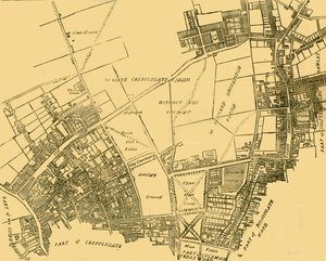 Moorfields ve Çevresi, yaklaşık 1720, c1872 tarihli bir Haritadan. by Unbekannt