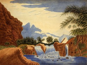 Dağ Manzarası ve Su Çarkı, ca. 1820-1870. by Unbekannt
