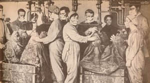 Doldururken Solunum Maskesi Takan Mühimmat İşçileri Trinitrotoluen T.N.T., c1916, 19 ile Satış Yapıyor by Unbekannt