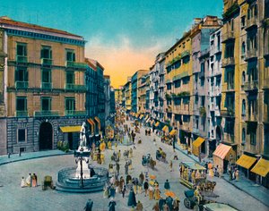 Napoli - Via Roma, Largo Carita ile Carlo Poerio Anıtı, c1900. by Unbekannt