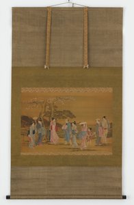Kiraz çiçeklerini görmek için dışarı çıkan dokuz kişi, Edo dönemi, 1615-1868. by Unbekannt