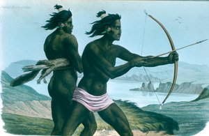 Kuzey Amerika San Francisco Kızılderilileri ok ve yaylarla avlanıyor, c1840 by Unbekannt