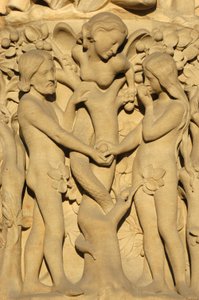 Notre Dame de Paris Katedrali heykeli: Adem ve Havva, Paris, Fransa by Unbekannt
