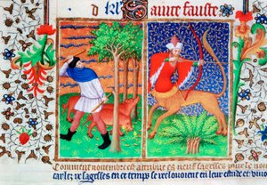 Kasım: domuz besleme ve Yay, c1423 by Unbekannt