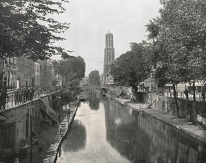 Eski Kanal ve Dom Kulesi, Utrecht, Hollanda, 1895. by Unbekannt