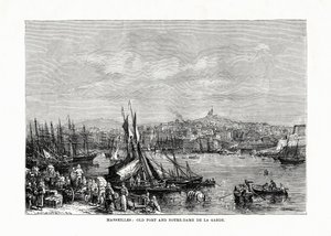 Eski liman ve Notre Dame de la Garde, Marsilya, Fransa, 1879 by Unbekannt