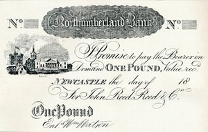Northumberland Bank için Yürütülen Bir Pound Not, c1820 by Unbekannt