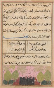 Bir Papağan Masallarından Sayfa Tuti-nama: Sekizinci gece: Nilüferli manzara, c. 1560. by Unbekannt