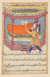 Bir Papağan Masallarından Sayfa Tuti-nama: Ellinci gece: Kral tılsımı yerleştirir..., c. 1560. by Unbekannt