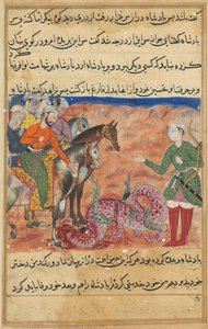 Bir Papağan Masallarından Sayfa Tuti-nama: Elli ikinci gece: Kral, dindar adamlara sorar, c1560. by Unbekannt