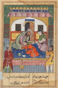 Bir Papağan Masalları Tuti-nama'sından sayfa: Kırk ikinci gece: Davranışından pişmanlık duymak..., c. 1560. by Unbekannt