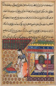 Bir Papağan Masallarından Sayfa Tuti-nama: Otuz sekiz gece: Papağan Khujasta, c1560