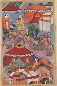 Bir Papağan Masallarından Sayfa Tuti-nama: Yirmi dördüncü gece: Bashir aşkını açar, c. 1560. by Unbekannt