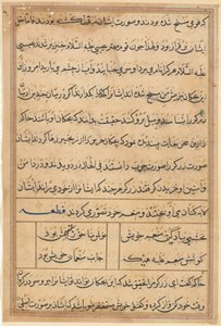 Bir Papağan Tuti-nama Masallarından sayfa: metin sayfası, c. 1560. by Unbekannt