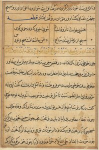 Bir Papağan Tuti-nama Masallarından sayfa: metin sayfası, c. 1560. by Unbekannt
