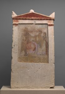 Doğum yapan bir kadınla boyanmış kireçtaşı mezar steli, MÖ 4. yüzyılın sonu ile 3. yüzyılın başları. by Unbekannt