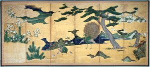 Çamlar ve Tavus Kuşları, Japon Edo dönemi, 17. yüzyılın başları by Unbekannt