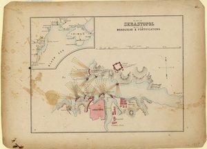 Karayolu ve tahkimatlarıyla Sivastopol Planı, c. 1858 by Unbekannt