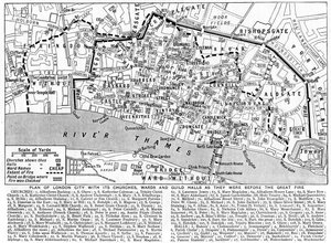 Kiliseleri, mahalleleri ve lonca salonlarını gösteren Londra Şehri Planı, 1926-1927 by Unbekannt