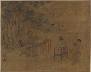 Çam Ağaçları Altında Kanun Çalma, Muhtemelen Ming hanedanı, 1368-1644. by Unbekannt