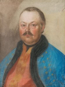 Bir modda bıyıklı bir köylü portresi by Unbekannt